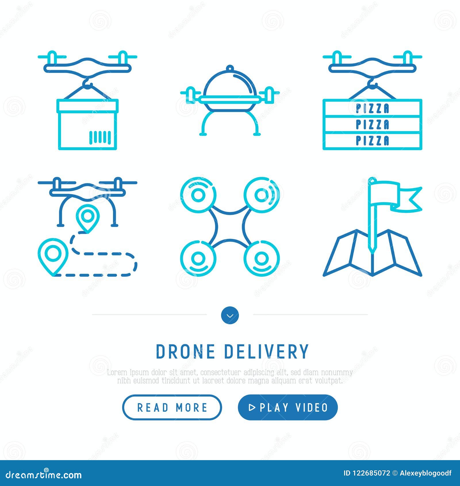 Download Drone Delivery Thin Line Icons Set Stock Vector ...