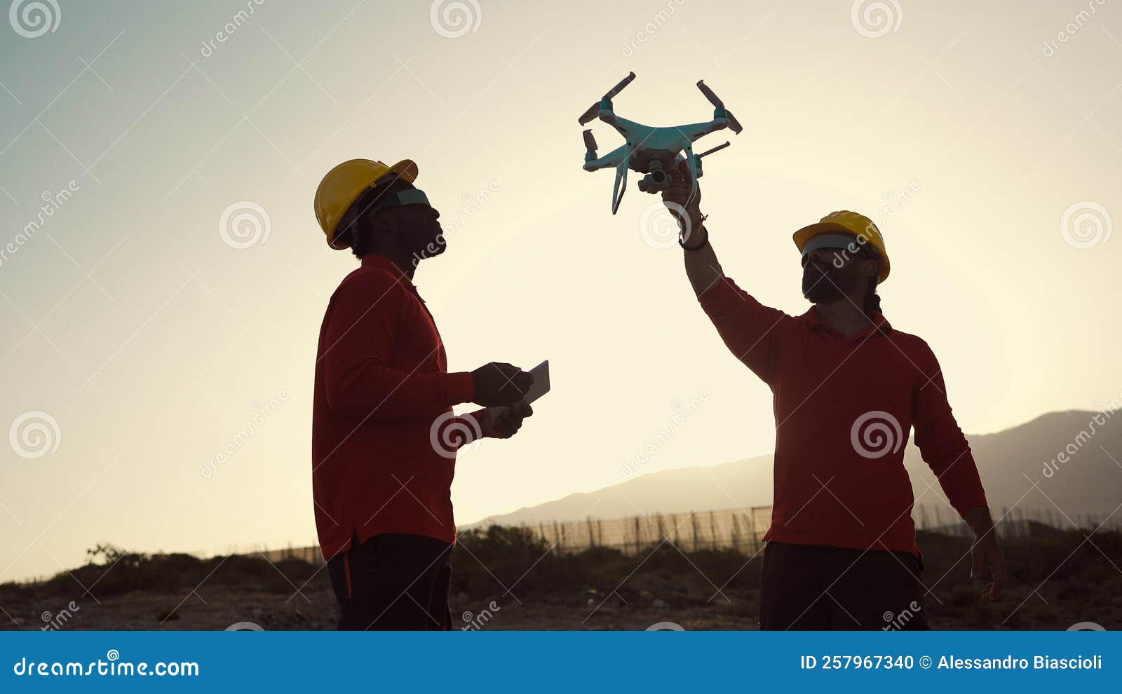 Drone Engineers Working on Construction Site Stock Photo Image of city, developers 257967340