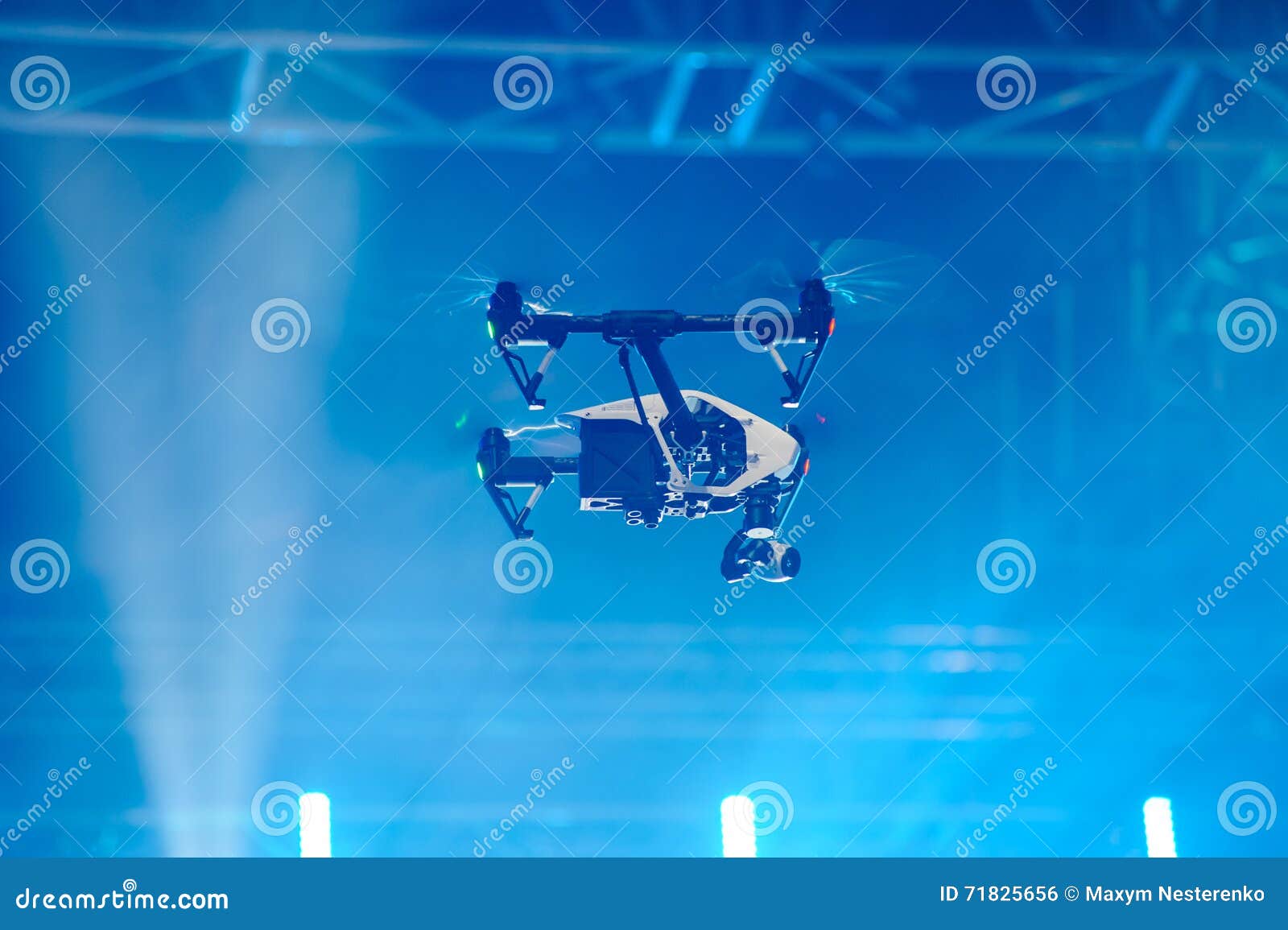 Drone flies over stage stock photo. Image of film, flight 71825656