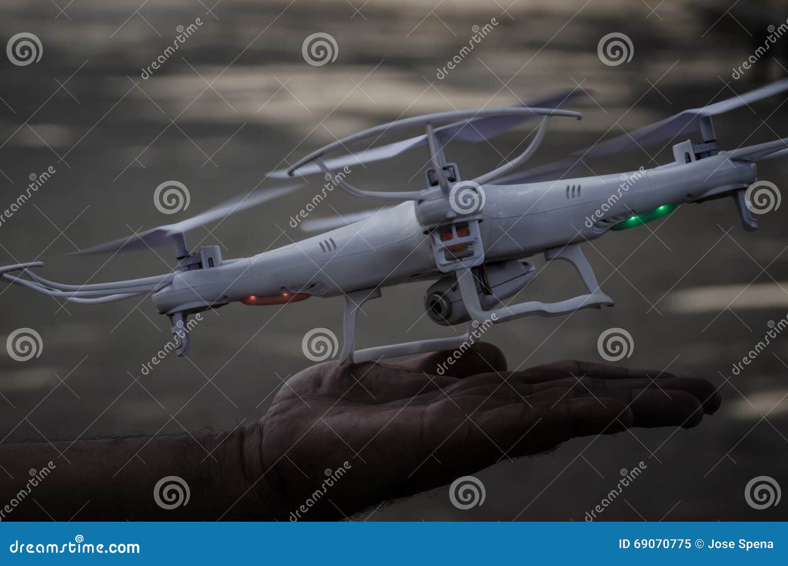 Drone in a hand stock image. Image of alone, single, drone 69070775