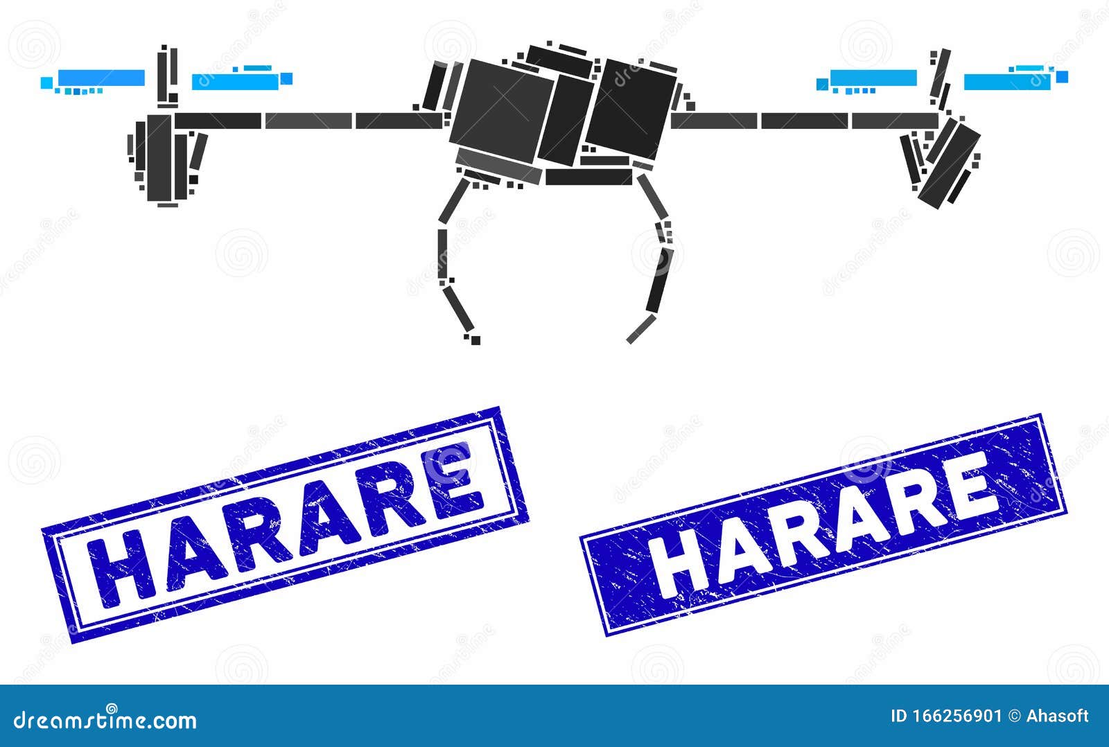 Harare Blue Stamp Stock Photo 97571556
