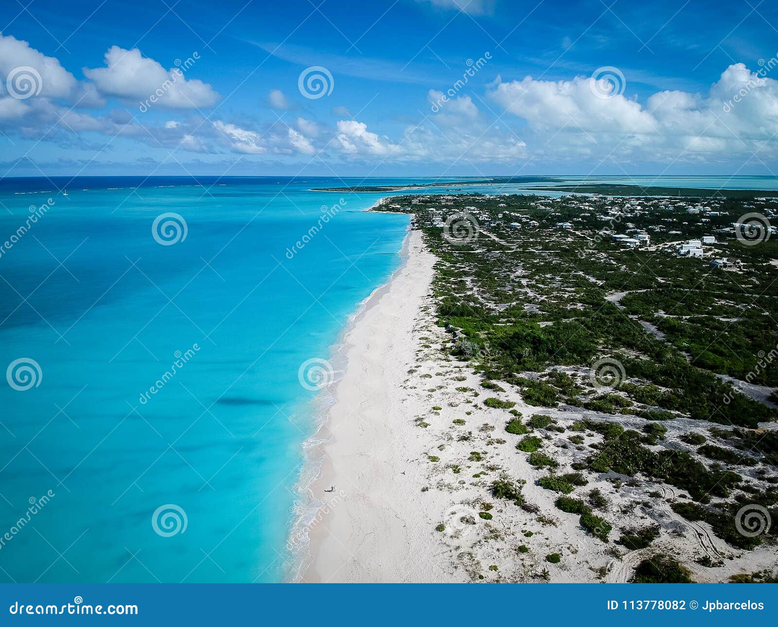 drone photo grace bay beach, providenciales, turks and caicos