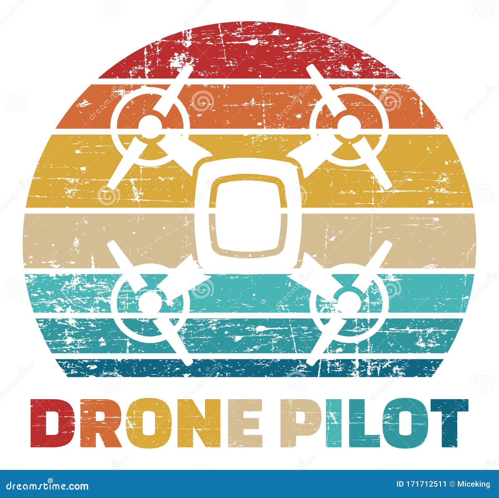 drone pilot icon in vintage colors