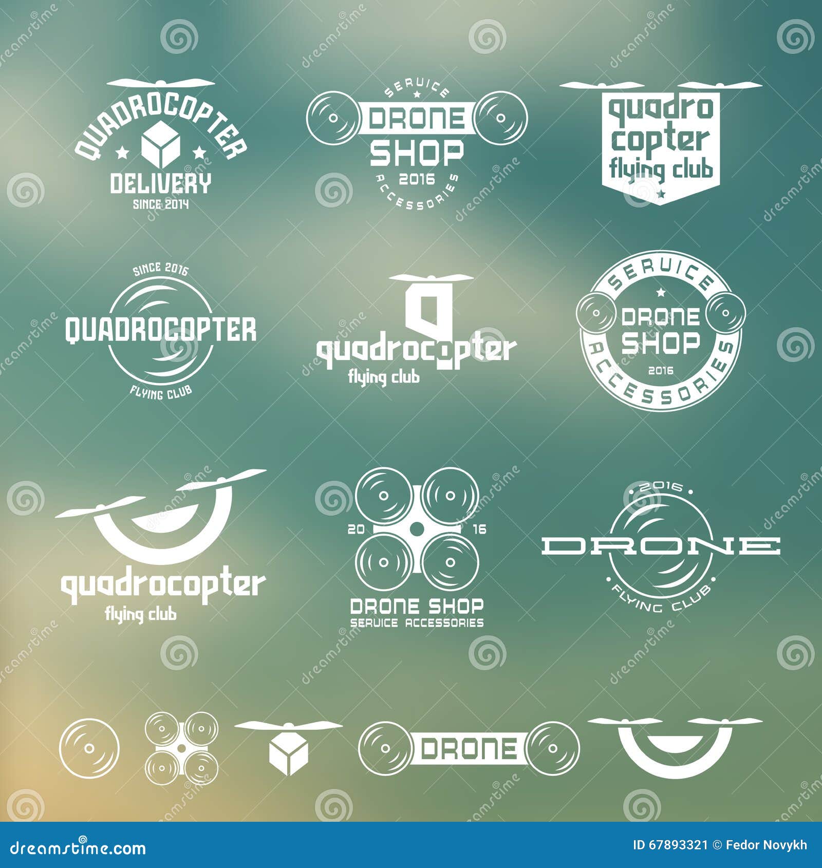 Drone or Quadrocopter Set of Vector Badges Stock Vector - Illustration ...