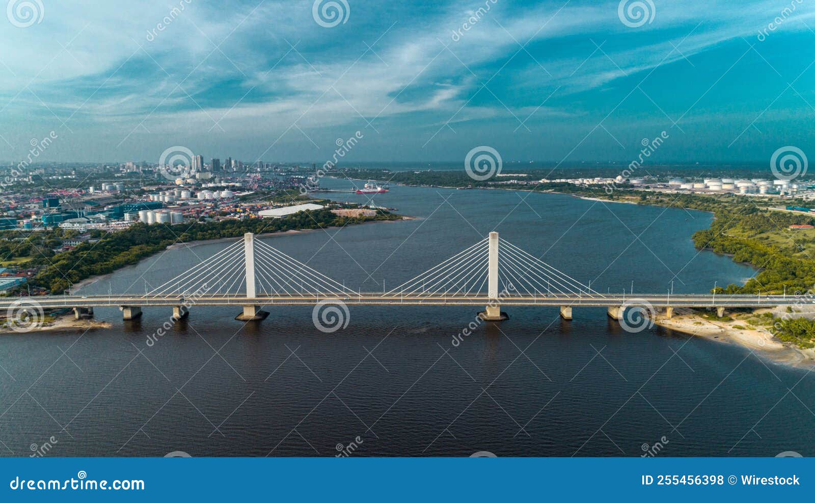 drone shot of the nyerere bridge connecting dar es salaam, tanzania