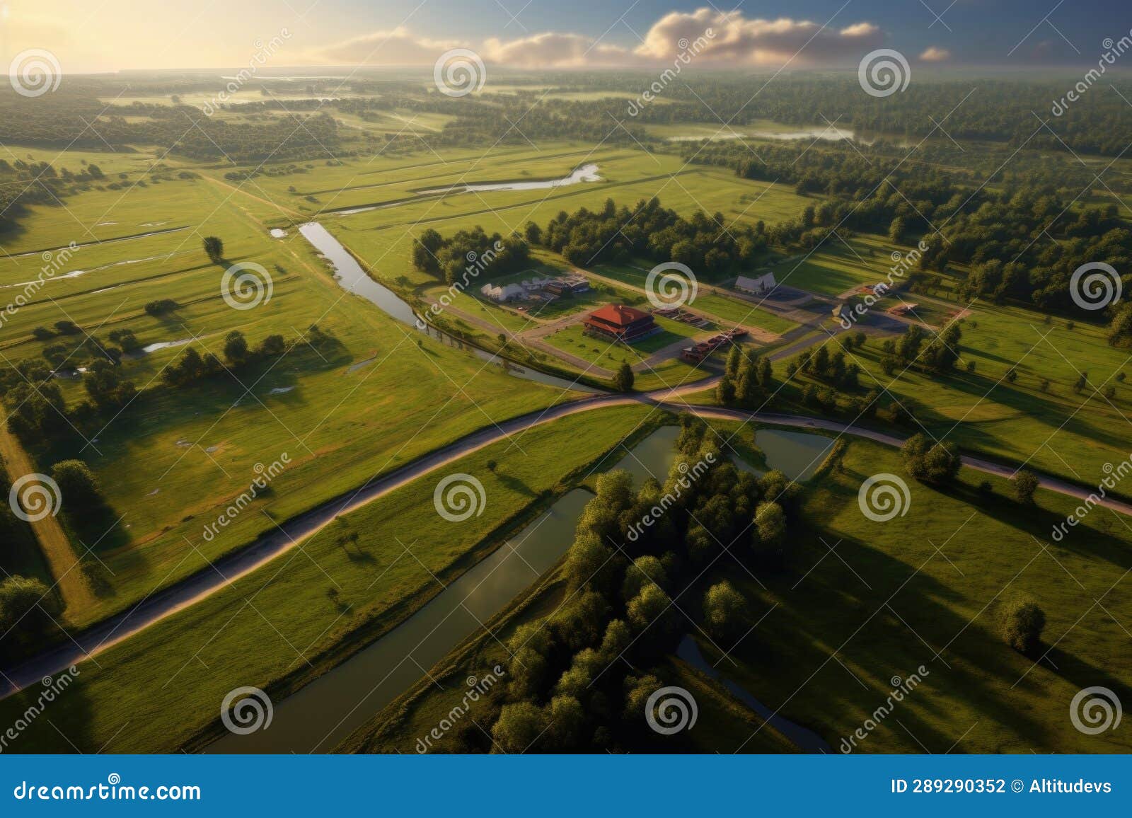 Drone Shot of Race Track Surrounded by Lush Green Fields Stock Photo ...