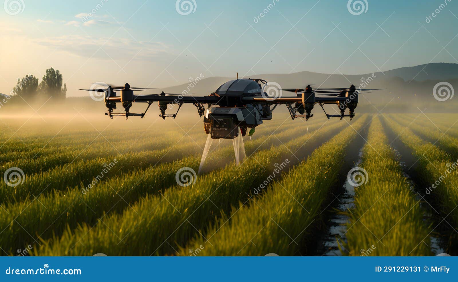 Agriculture drone fly to sprayed fertilizer on row of cassava tree ... Agriculture drone fly to sprayed fertilizer on row of cassava tree ...