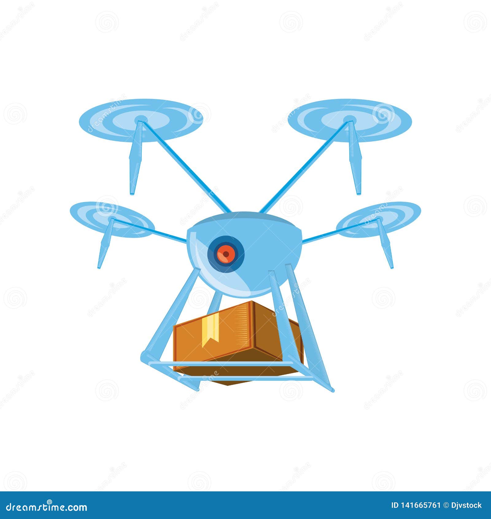 Drone Technology with Box Carton Stock Vector - Illustration of packet ...