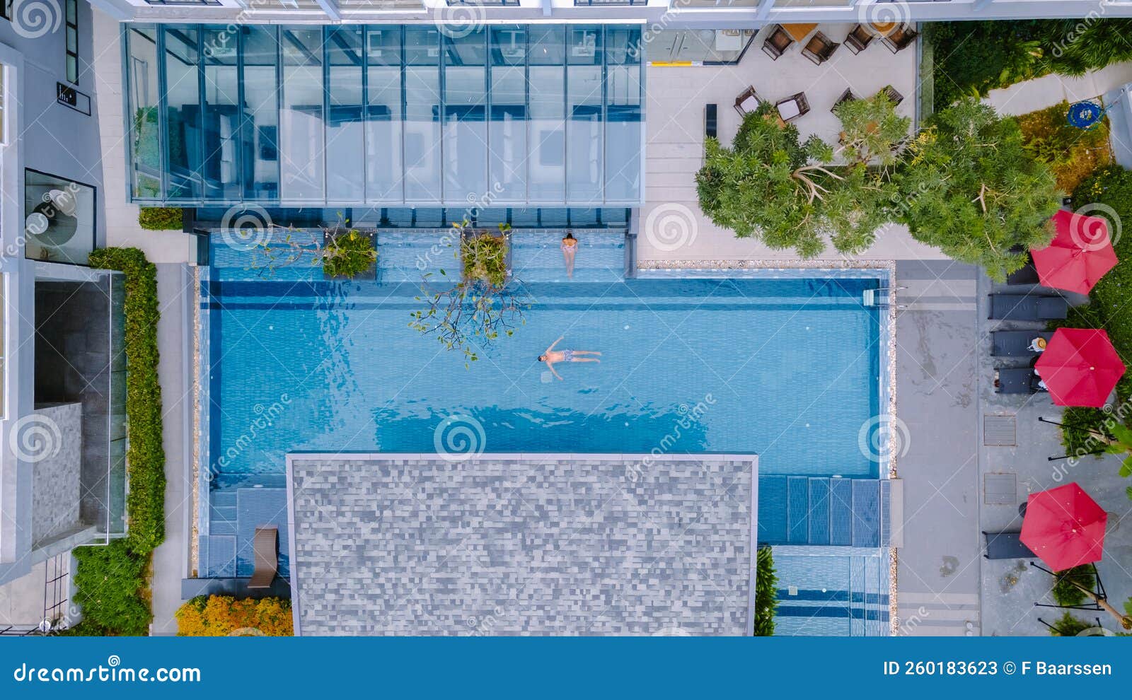 Drone View From Above At Swimming Pool Couple Men And Women In