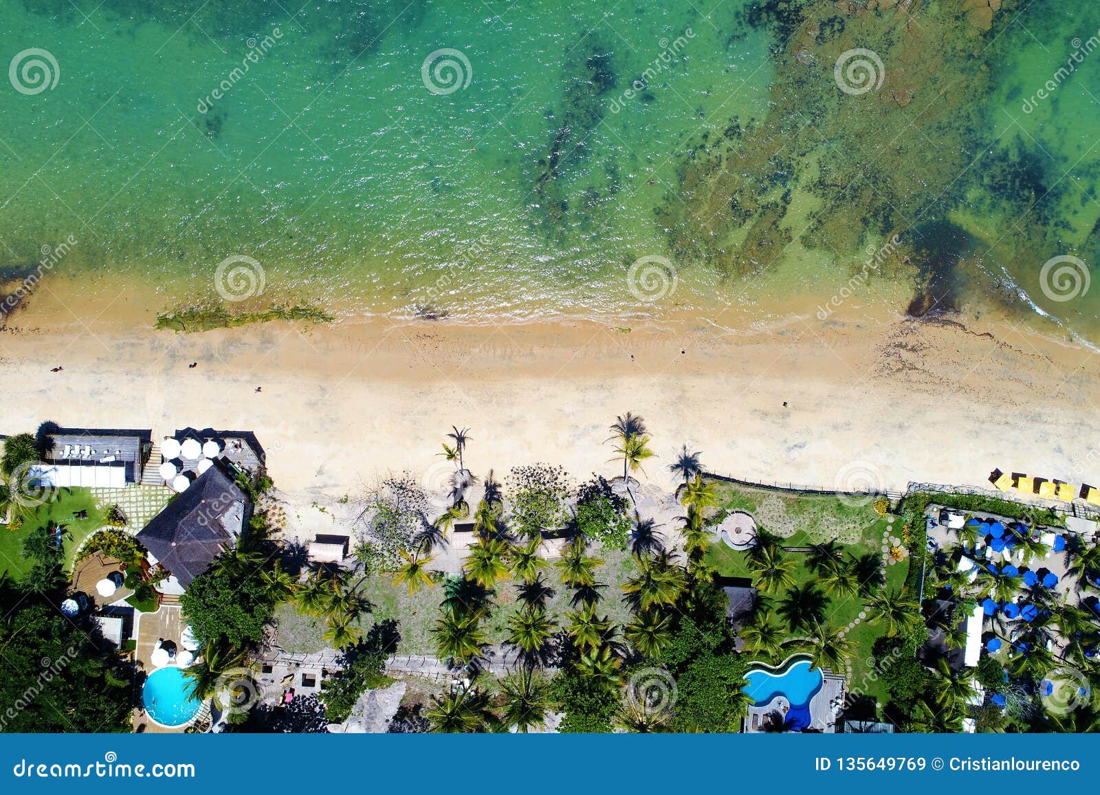 aerial view of arraial d`ajuda beach, porto seguro, bahia, brazil