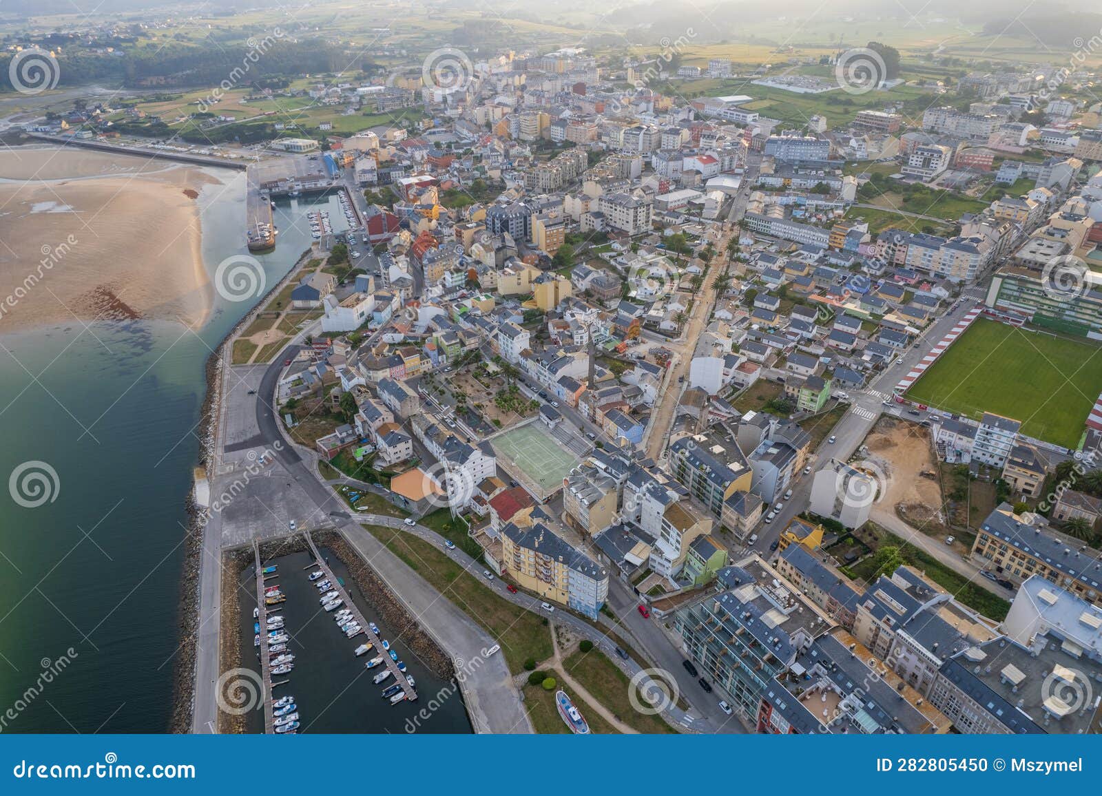 aerial view of foz town in north spain