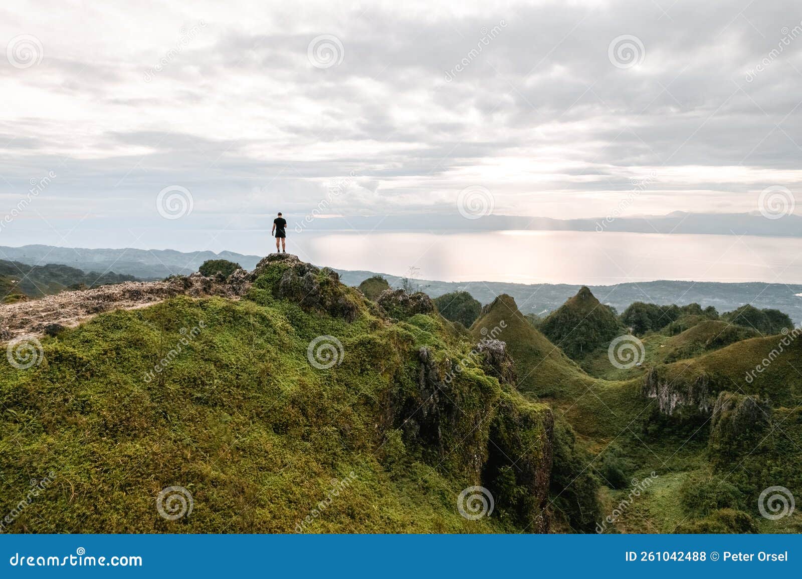 Drone view of osmena peak cebu the philippines viewpoint on the ocean