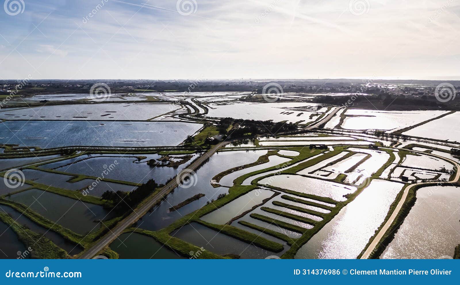 drone view of the salt marshes of ile d olonne, vendee, france