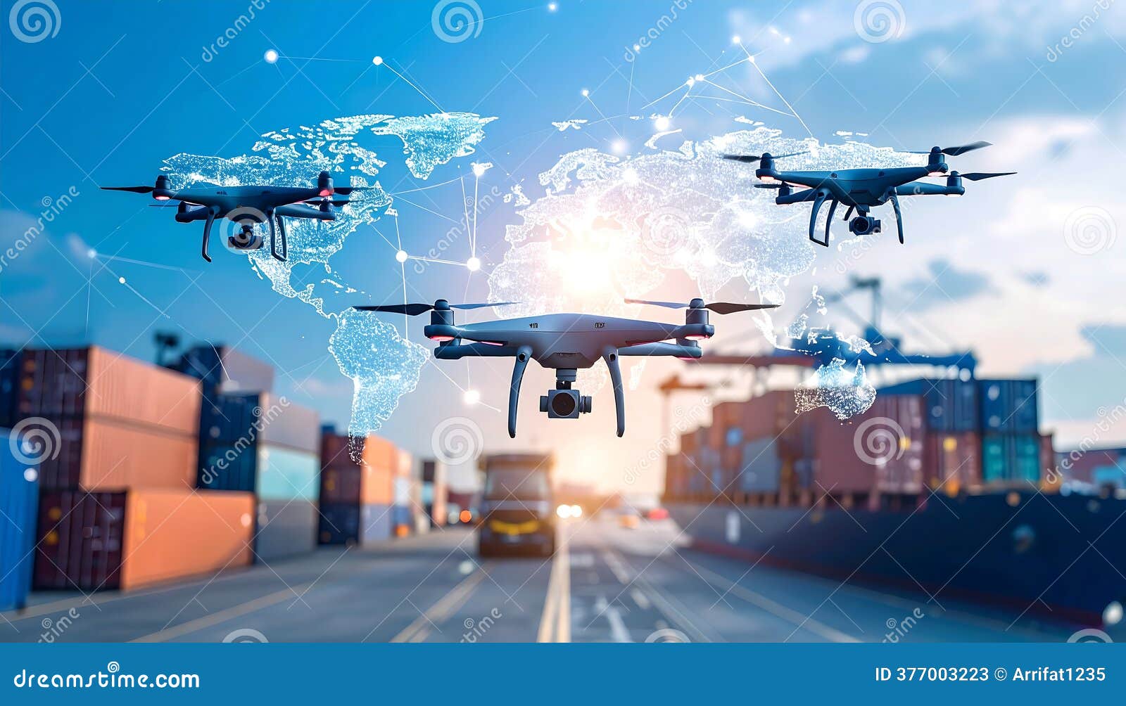 Drone delivery in urban cityscape