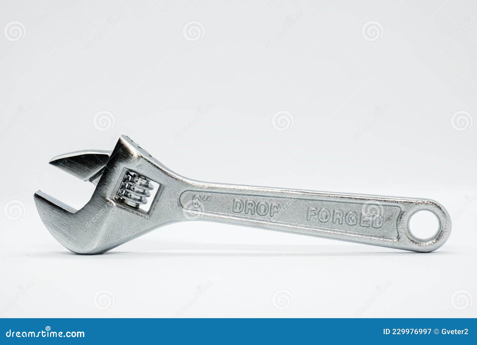 drop forged adjustable wrench with chrome finish for maximum resistance against corrosion on white background