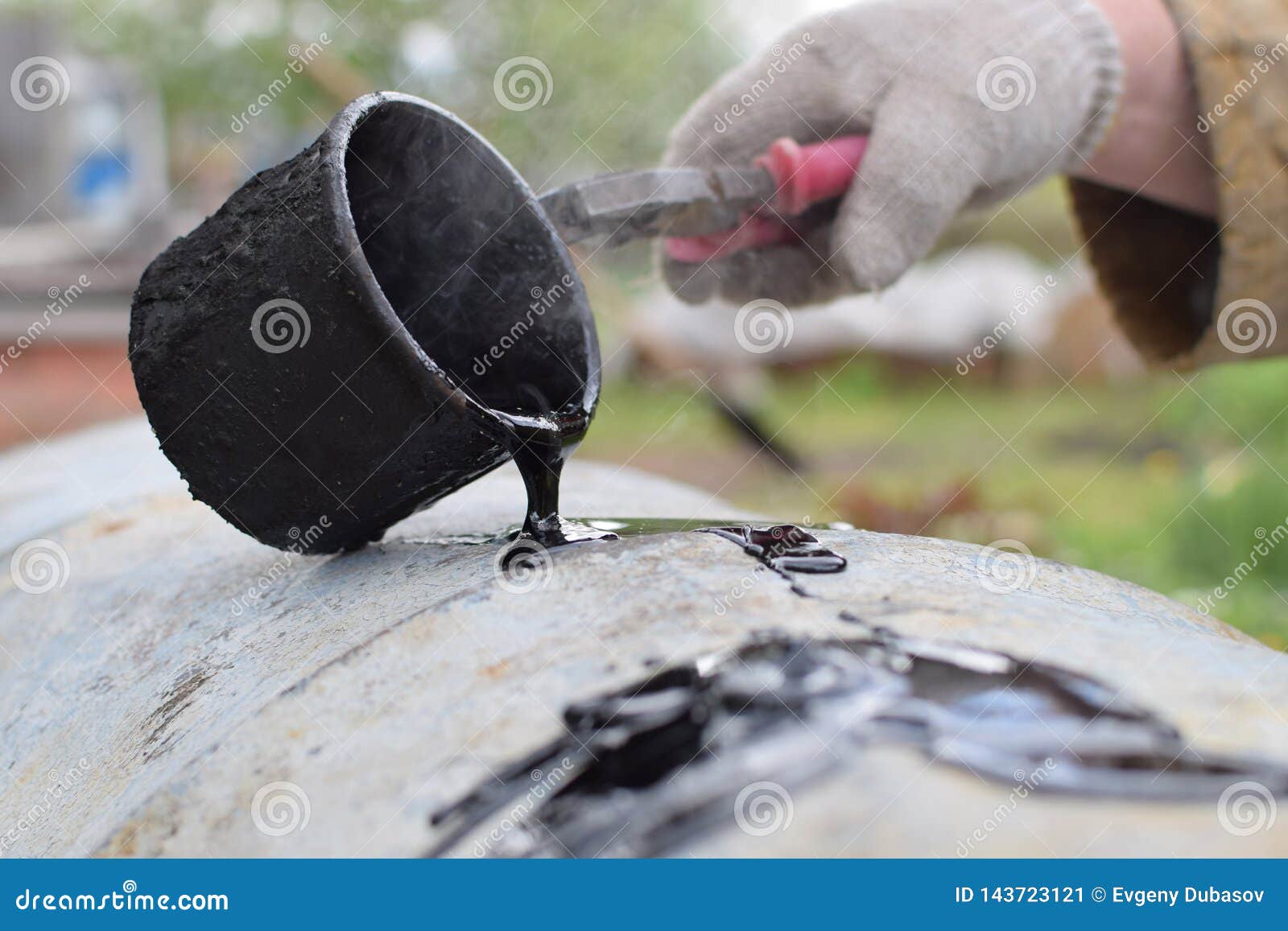 Drop of Tar from Metal Cup on White Surface at Heavy Industry Stock Image Image of petrol