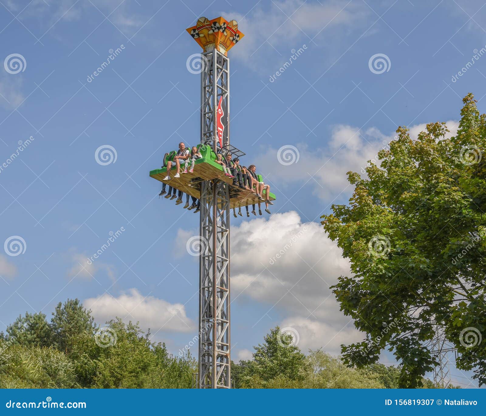 Drop Tower, Big Drop, an Attraction for Children and Adults Stock