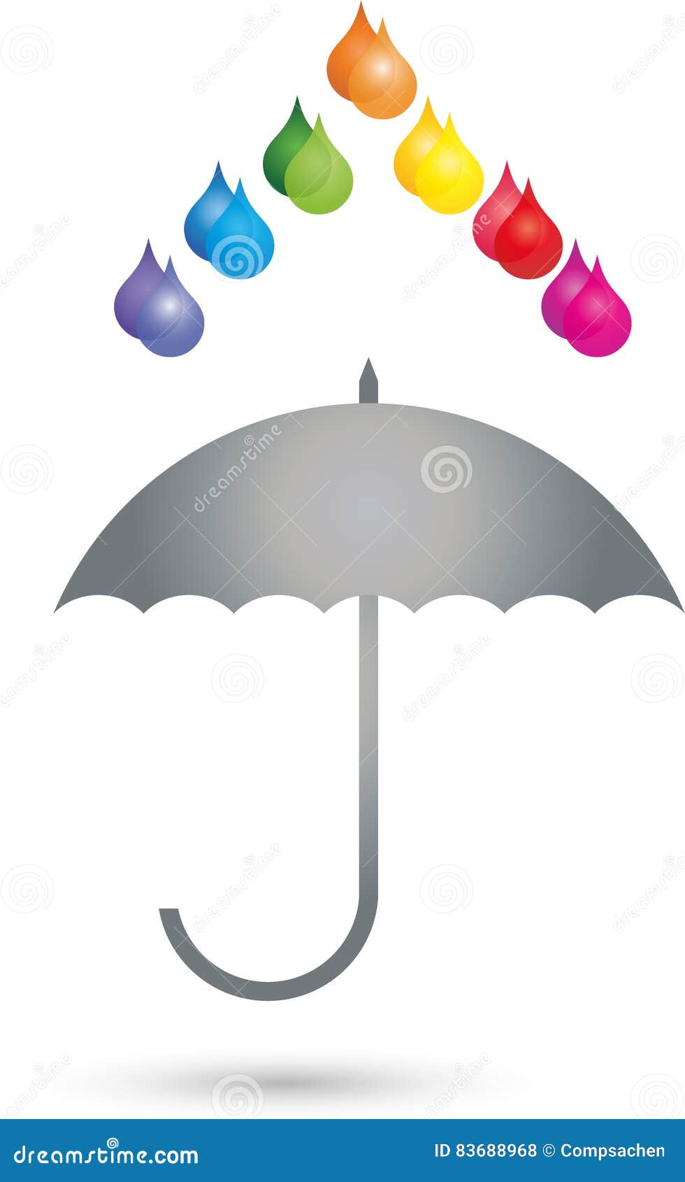 Drop Umbrella Painter Printing Shop Logo Stock Vector