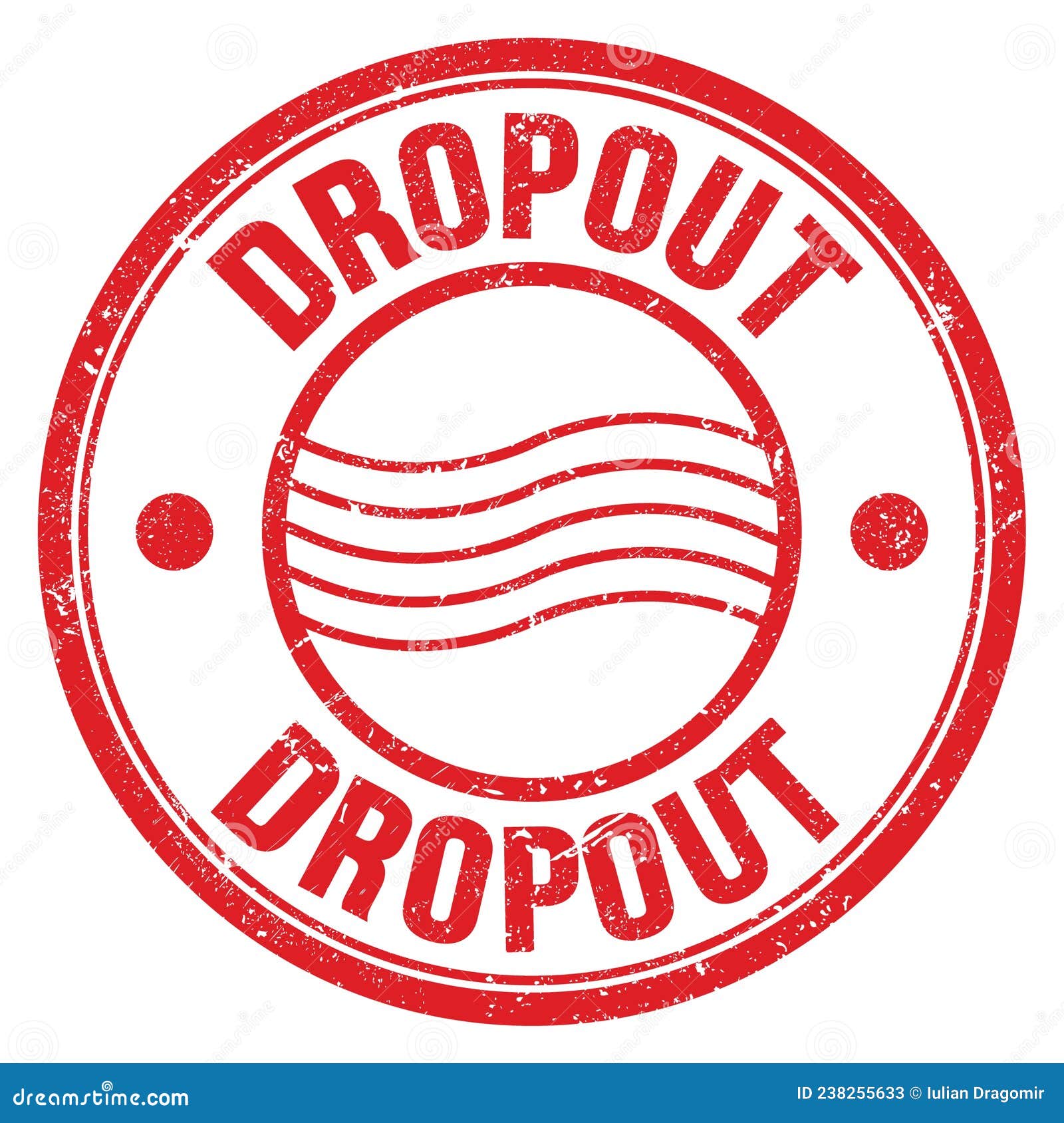 dropout text written on red round postal stamp sign