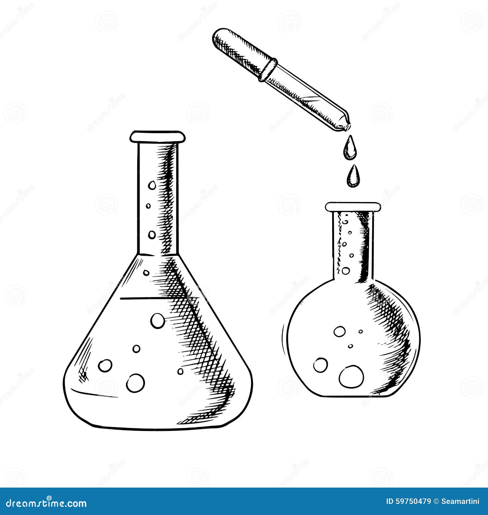Premium Vector  Sketch of objects of a chemical laboratory glassware for a  chemical experiment vector