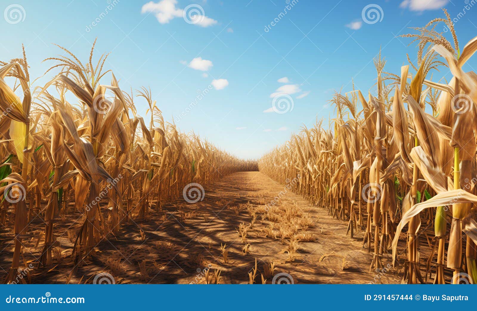 Drought Corn Fields Wilt Yellow, Ai Generative Stock Illustration