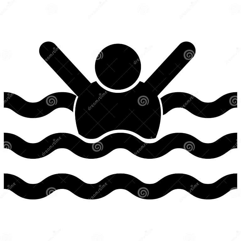 Drowned Man Icon on White Background. People Accident Water Sea Beach ...