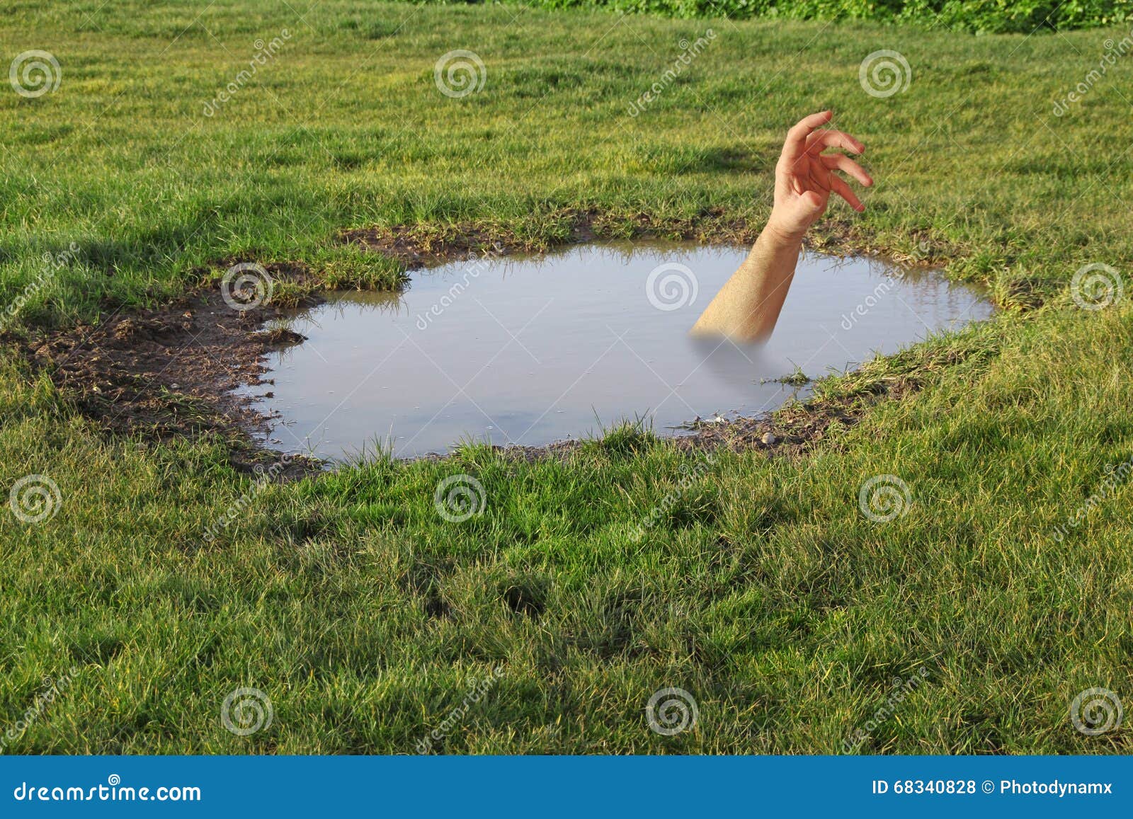 Drowning arm in puddle stock photo. Image of sink, nature - 68340828