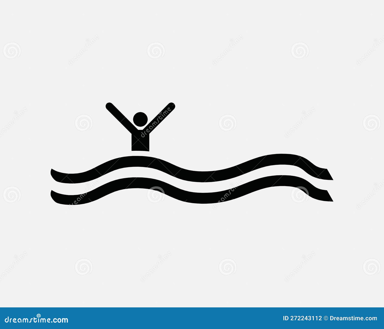 Person Drowning Icon Drown Calling for Help Rescue Water Sea Vector ...