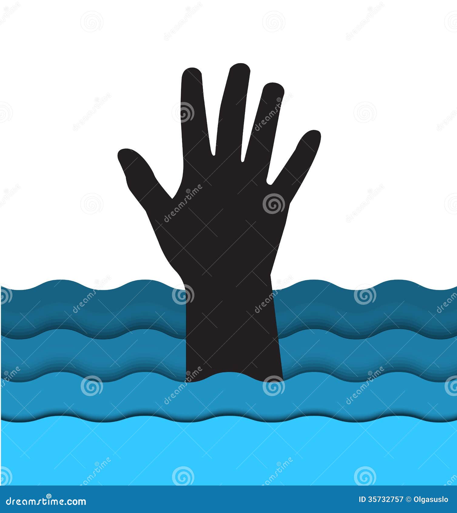 Drowning Man Hand Sticking Out of the Water Stock Illustration