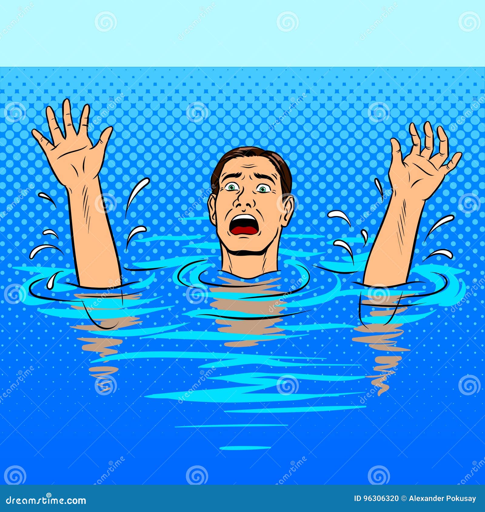 Drowning Man Pop Art Style Vector Illustration Stock Vector ...