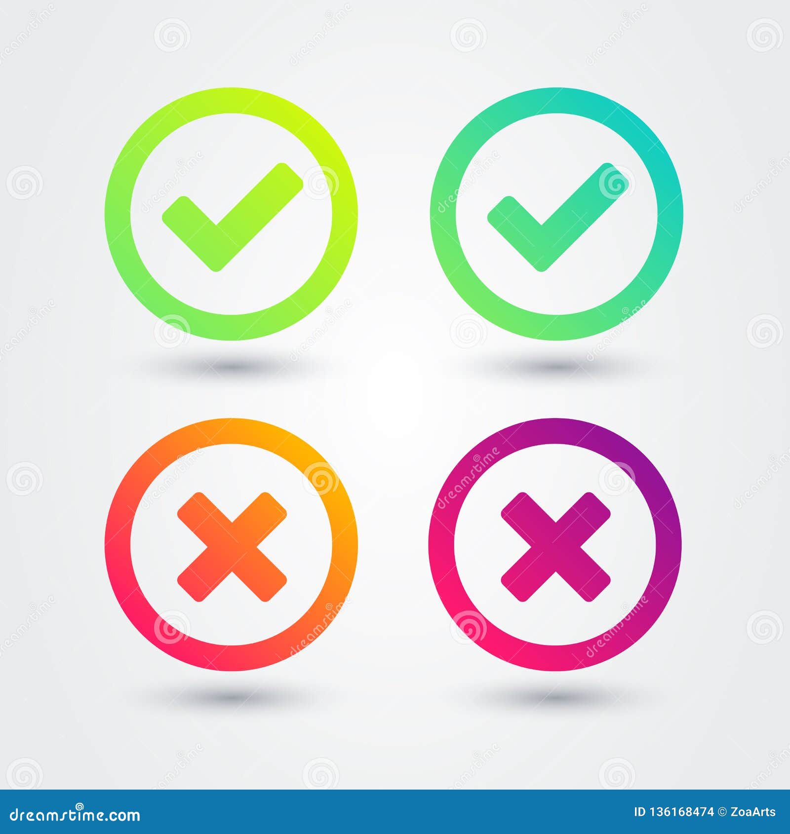   colorful flat gradient checkmark icon set. apps and websites .