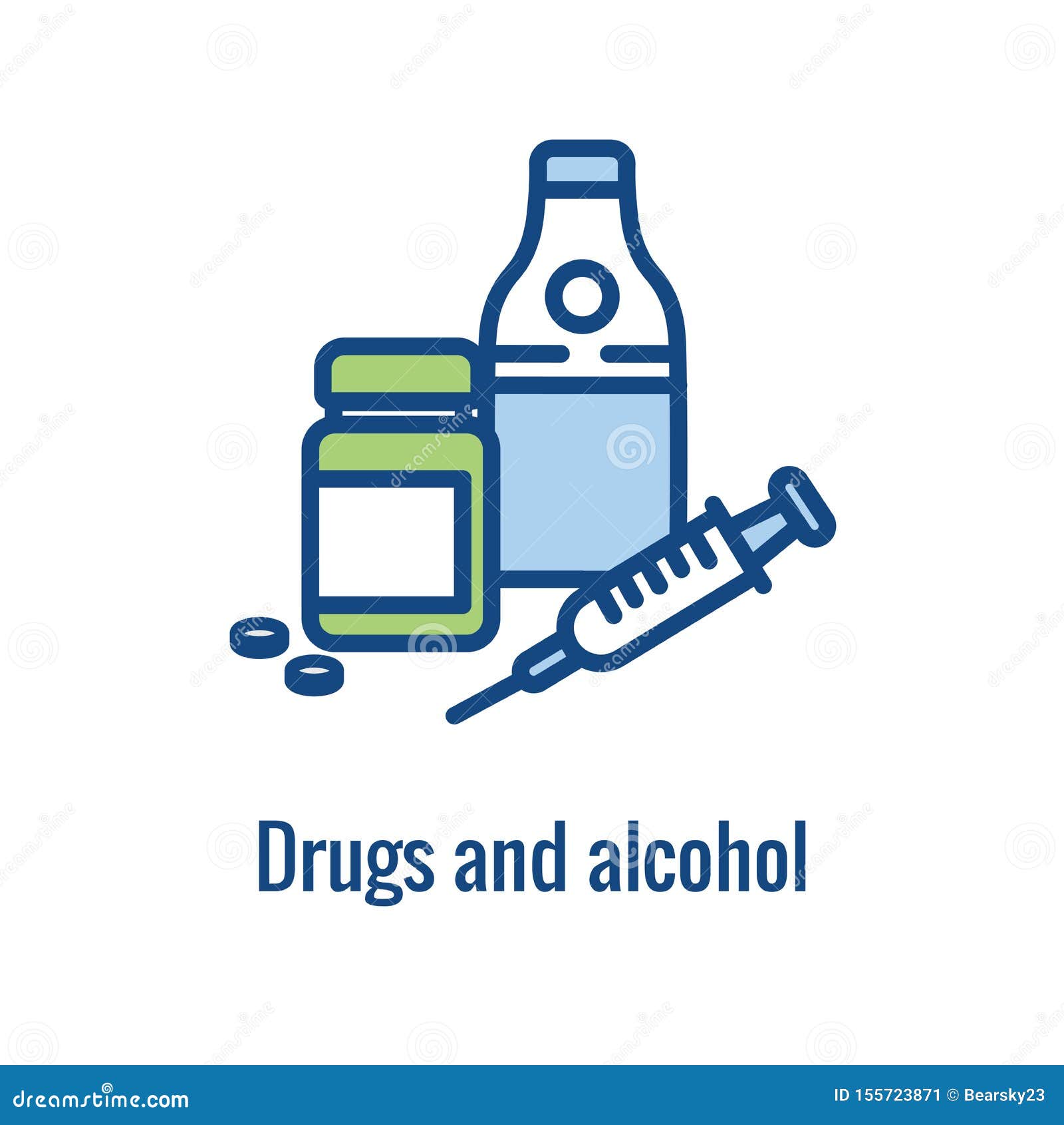 drug & alcohol dependency icon - shows drug addiction imagery