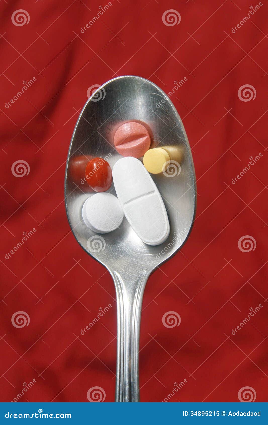 Drug pills and spoon stock image. Image of medical, macro 34895215