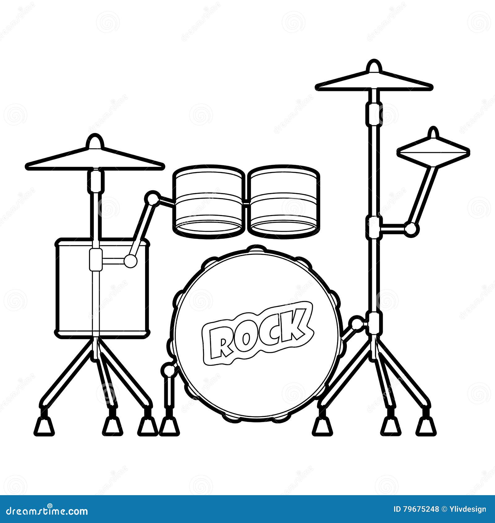 Drum icon, outline style stock vector. Illustration of march 79675248