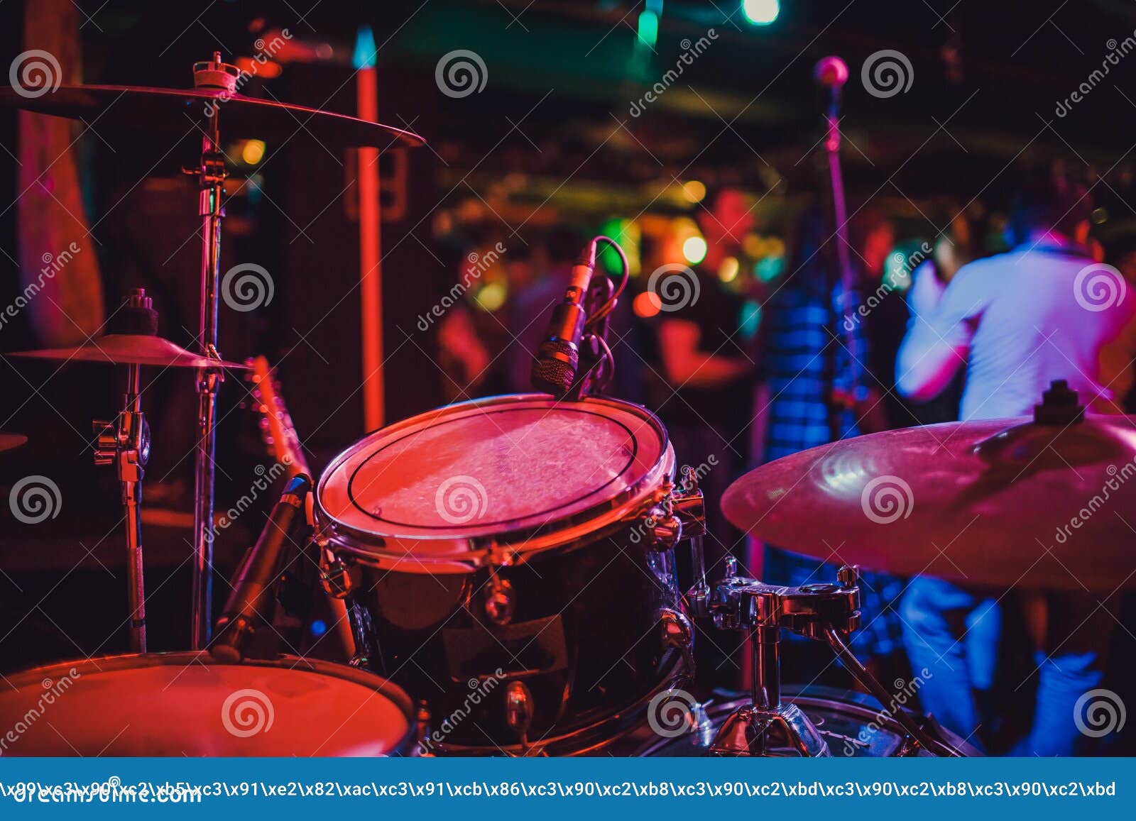 Drum Kit on Stage in the Spotlight Color. Stock Image - Image of modern ...