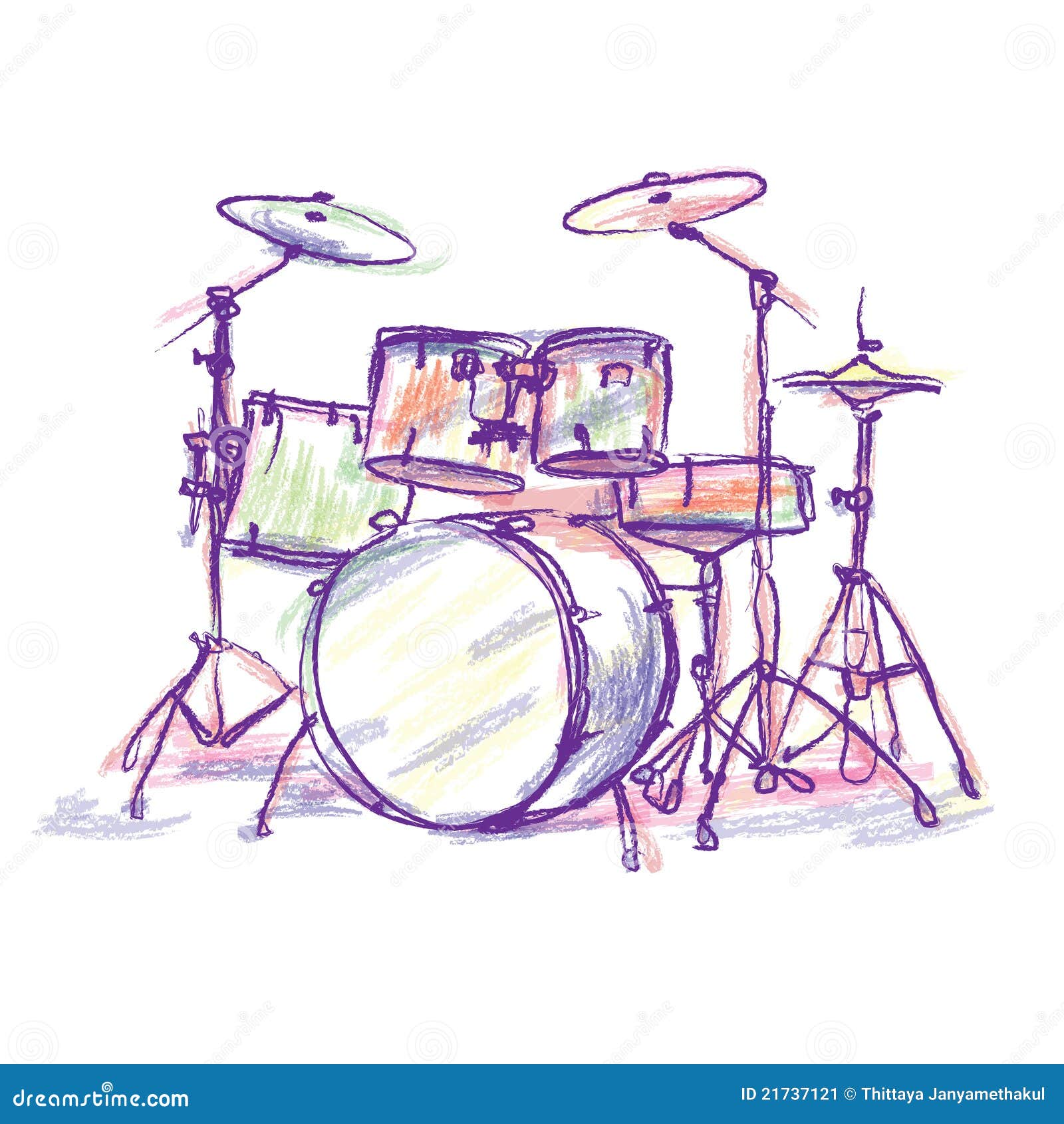 Drum Pencil Drawing Stock Image - Image: 21737121