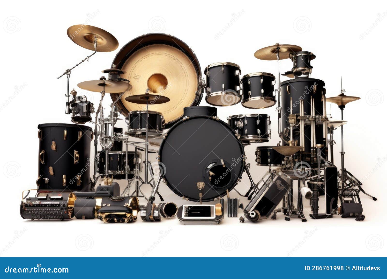Drum Set Components Isolated on White Background Stock Photo Image of