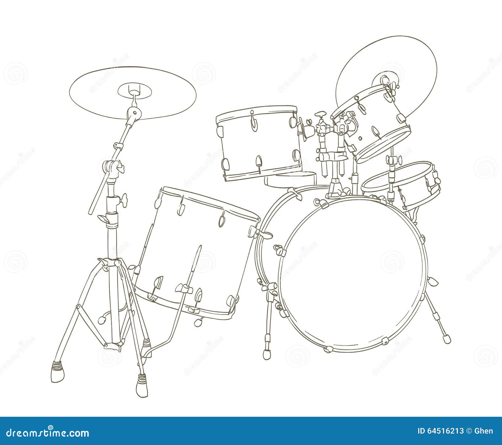 Sketch of drum set with traditional kit  Stock vector  Colourbox