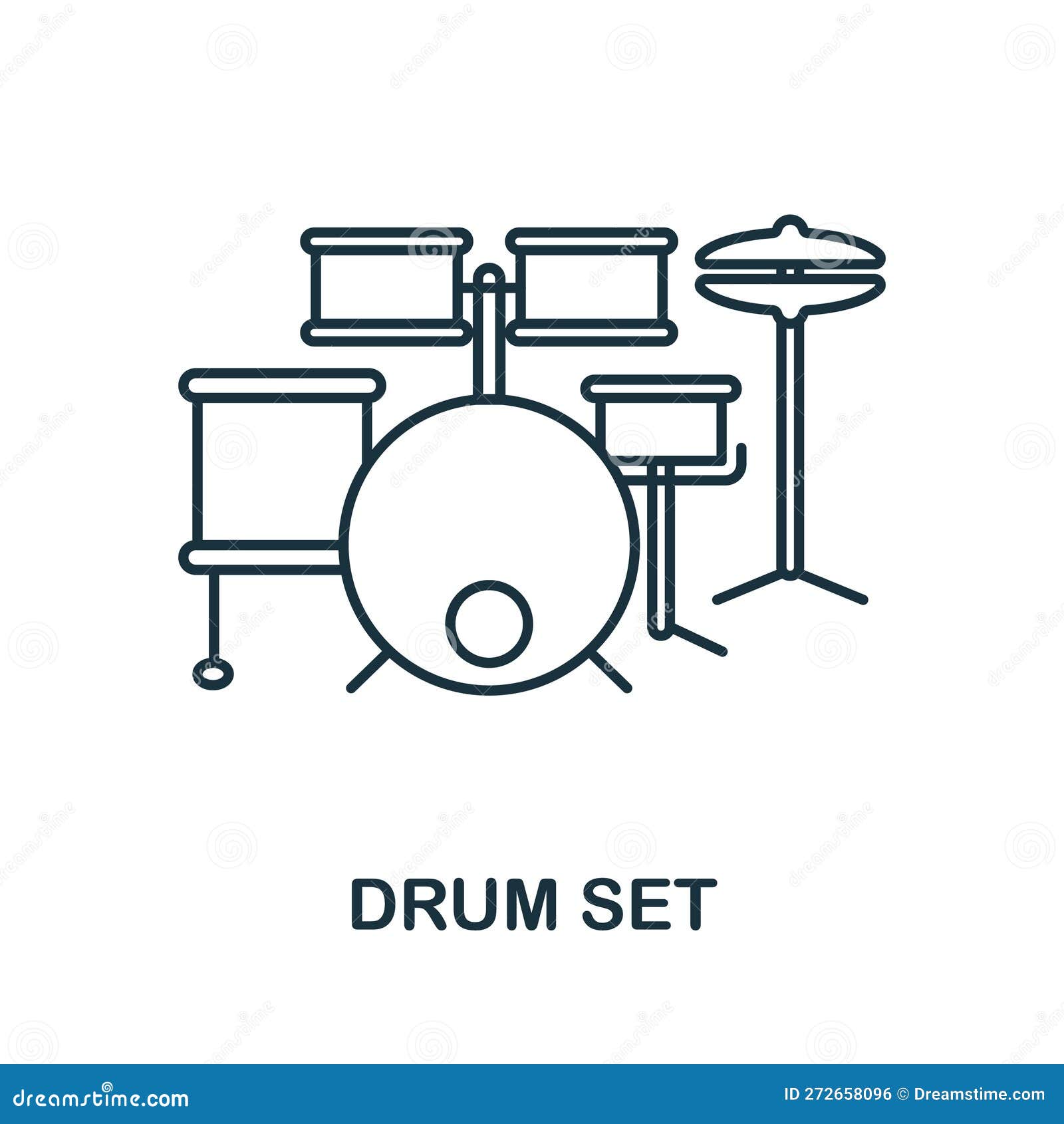 Drum Set Line Icon. Simple Element from Musical Instruments Collection