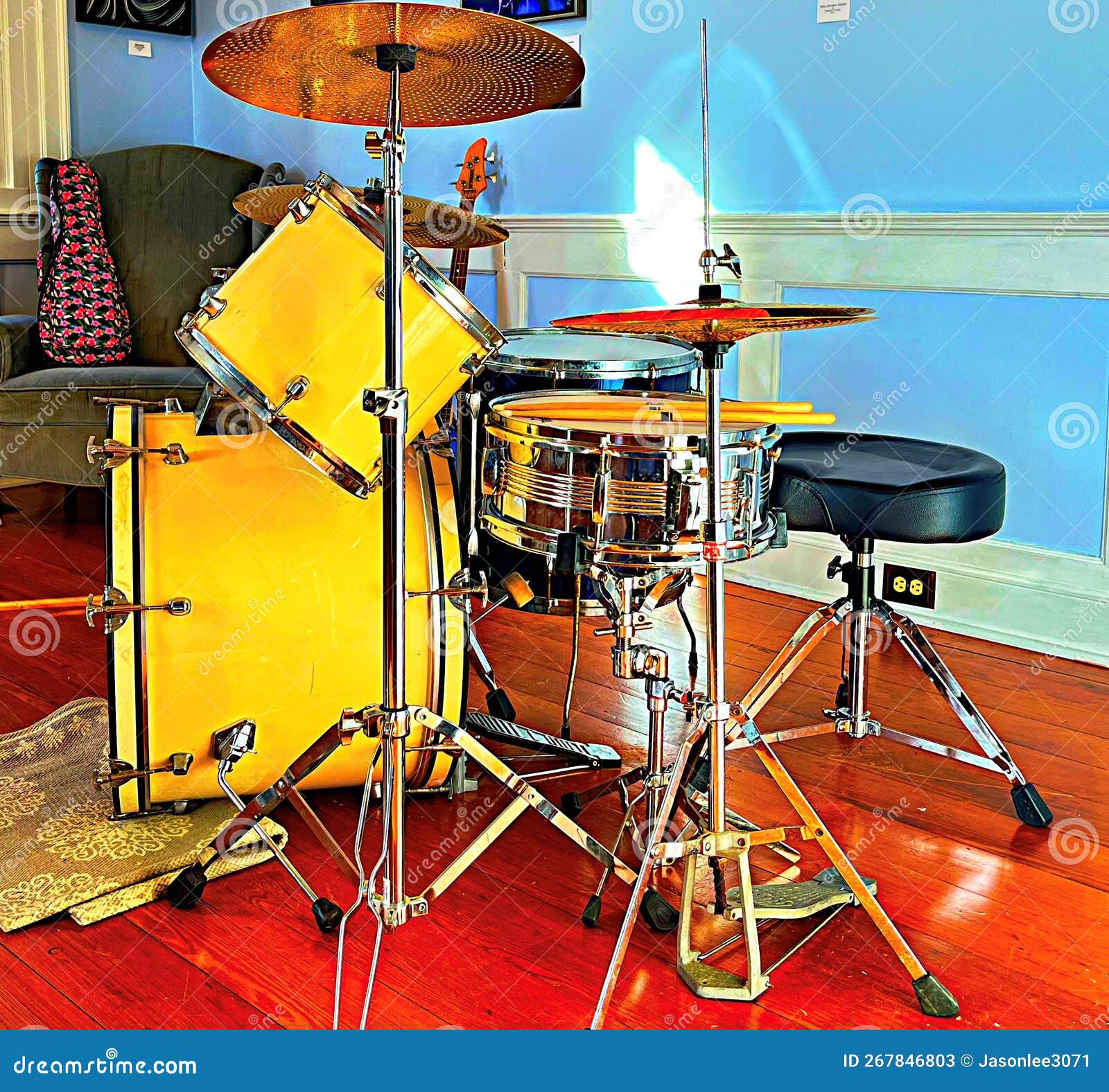 Drum set stock image. Image of performance, room, entertainment 267846803