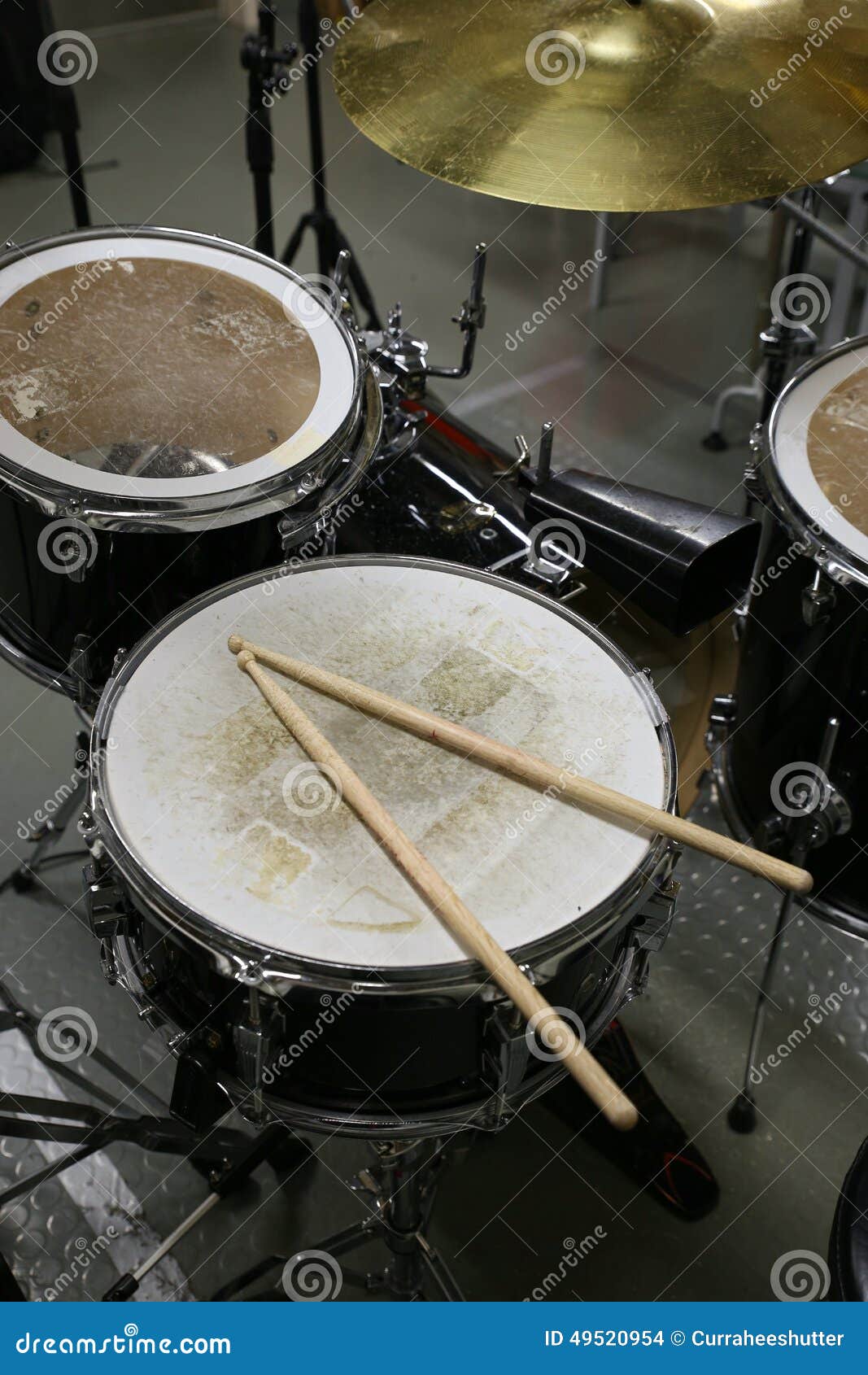 Drum Set in Training Room. Music Equipment in Training Room Stock Photo