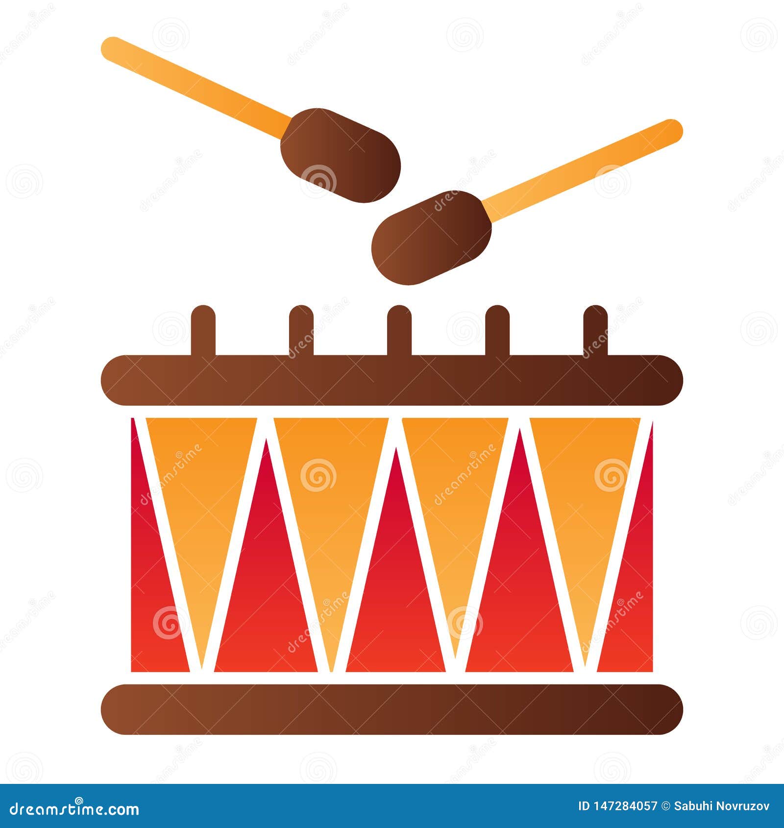 drum and sticks flat icon. music instrument color icons in trendy flat style. rhythm gradient style , ed for