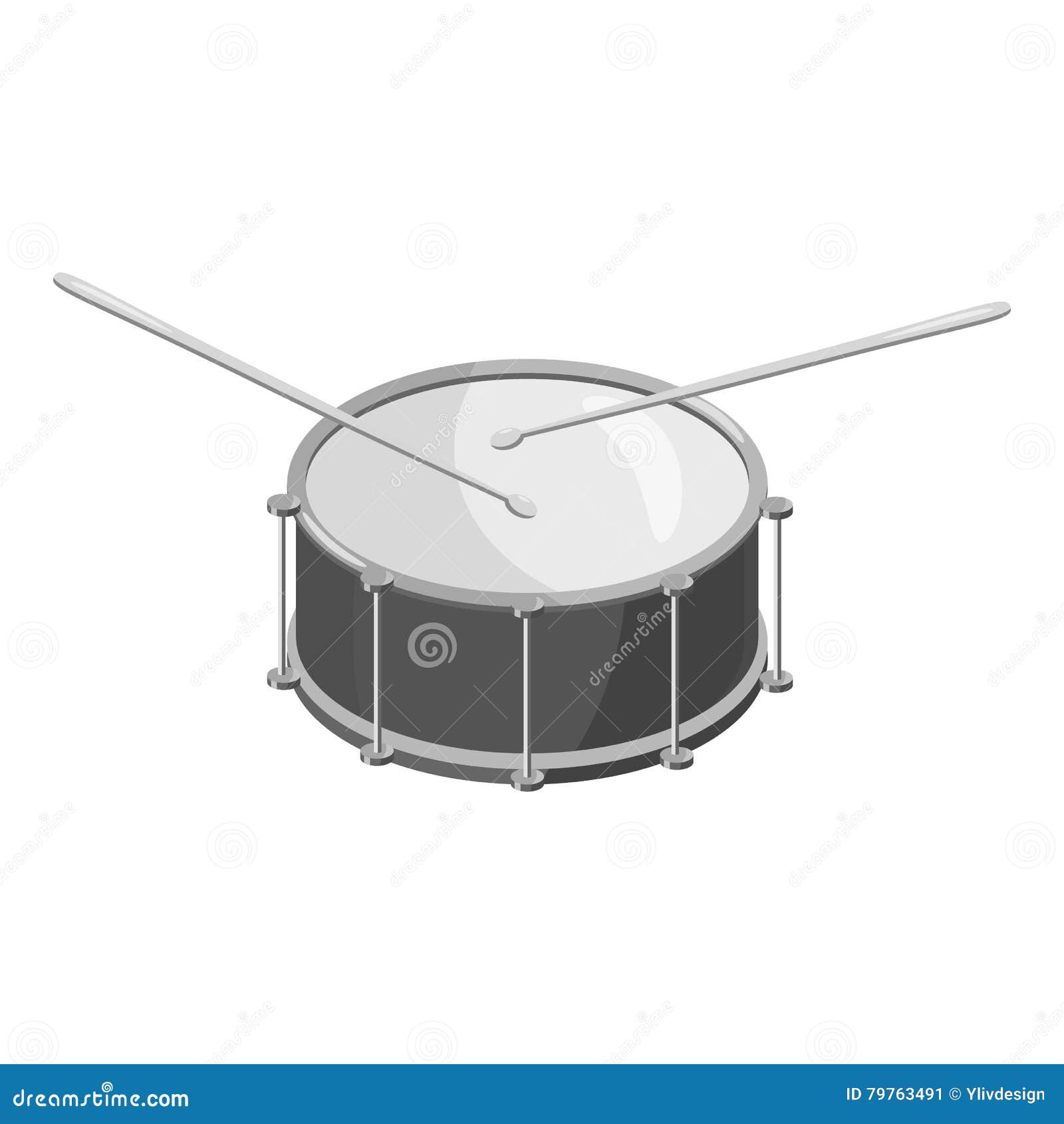 Drum with Sticks Icon, Gray Monochrome Style Stock Vector ...