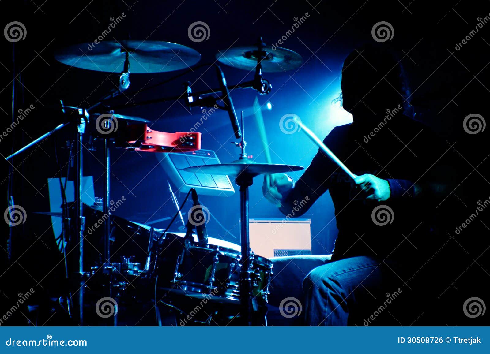 Drummer on a gig stock photo. Image of night, musician 30508726