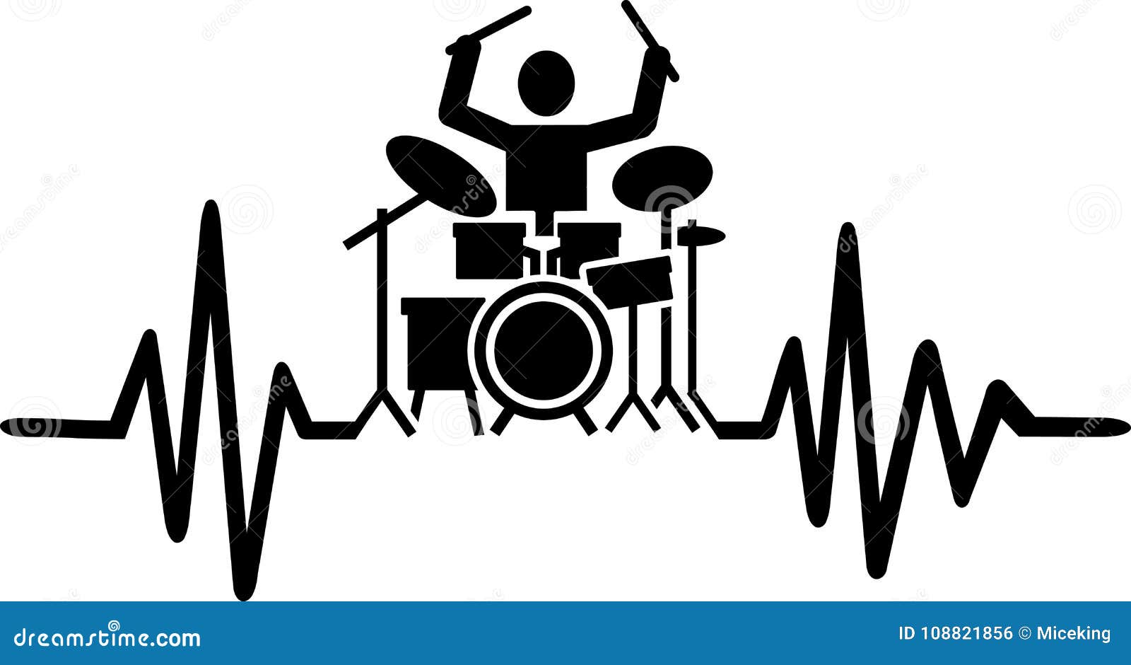 drummer heartbeat line with drummer silhouette