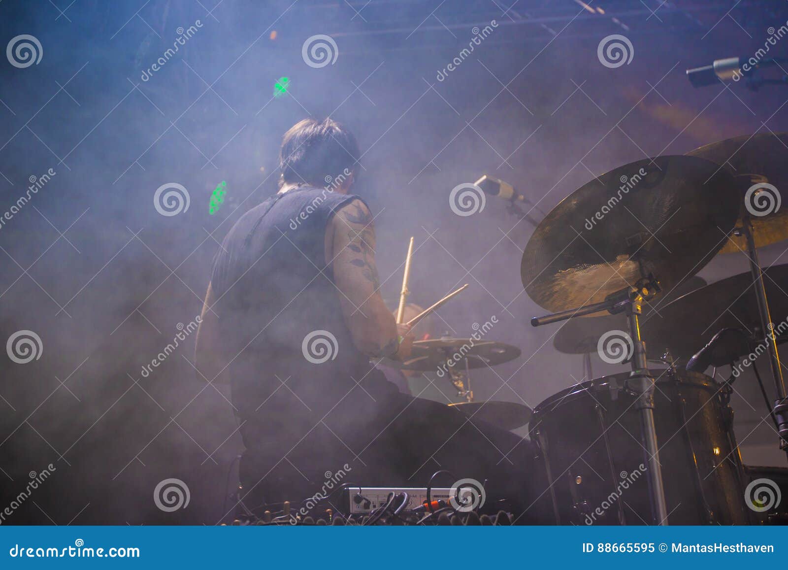 Drummer Playing on Stage at Live Concert Editorial Image Image of