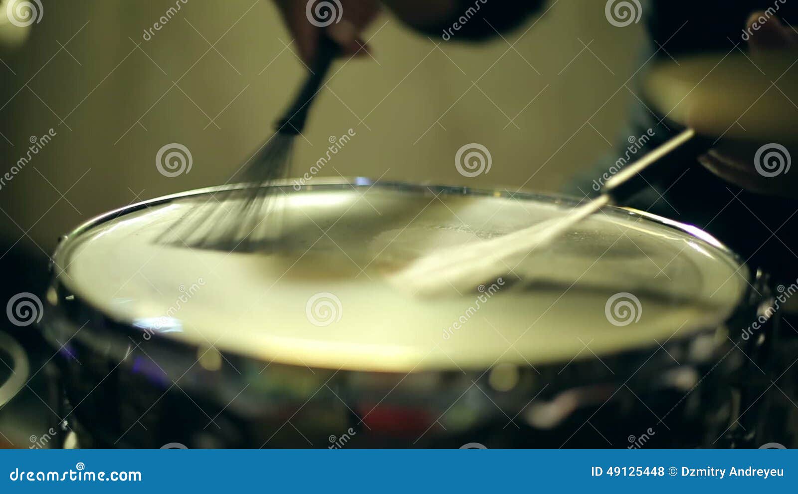 The Drummer Plays Brushes on a Drum Solo Stock Footage Video of drum, metal 49125448