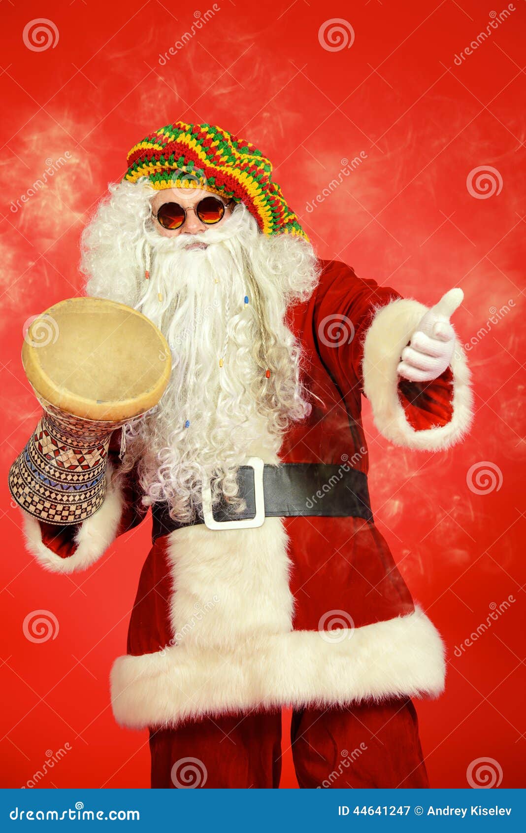 Drummer Santa stock image. Image of claus, holiday, beret 