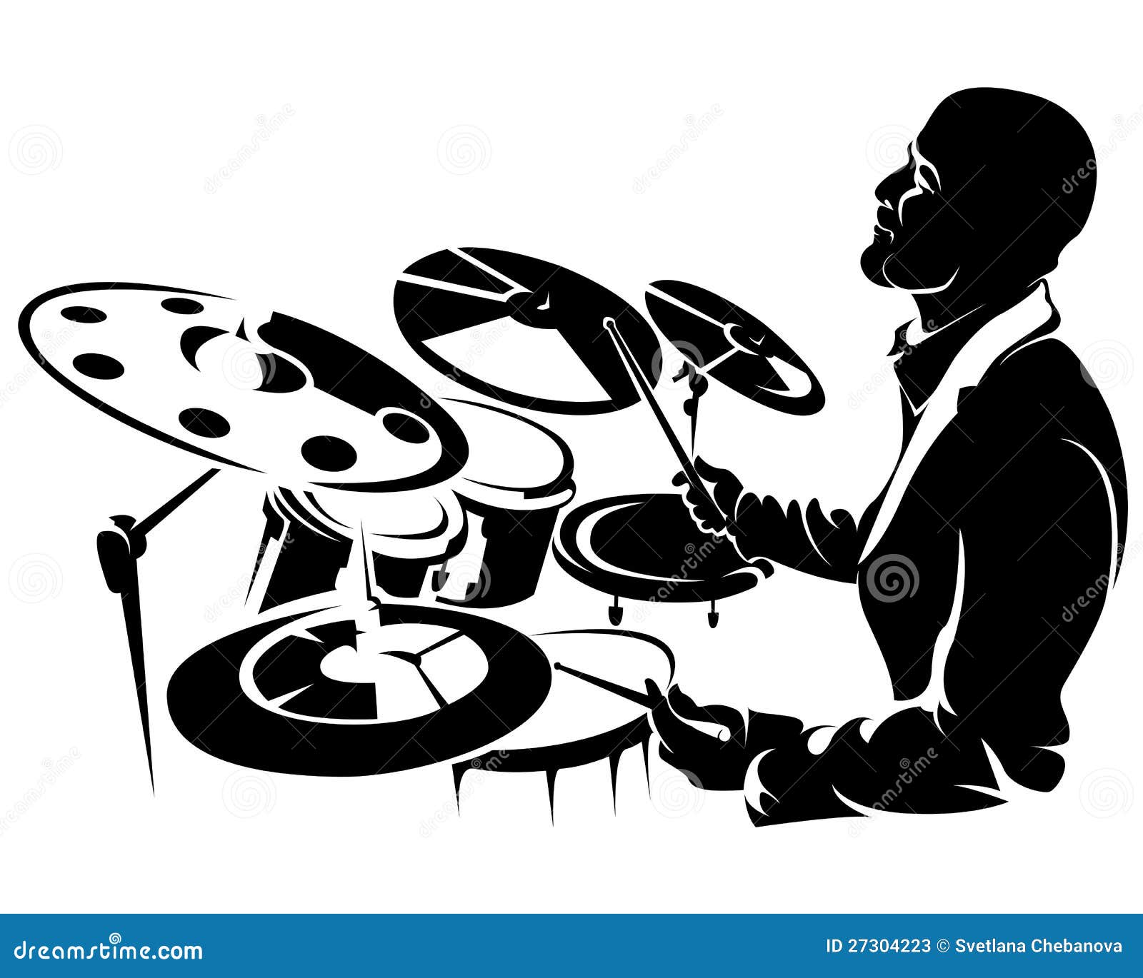 Drummer, silhouette stock vector. Illustration of metal 27304223