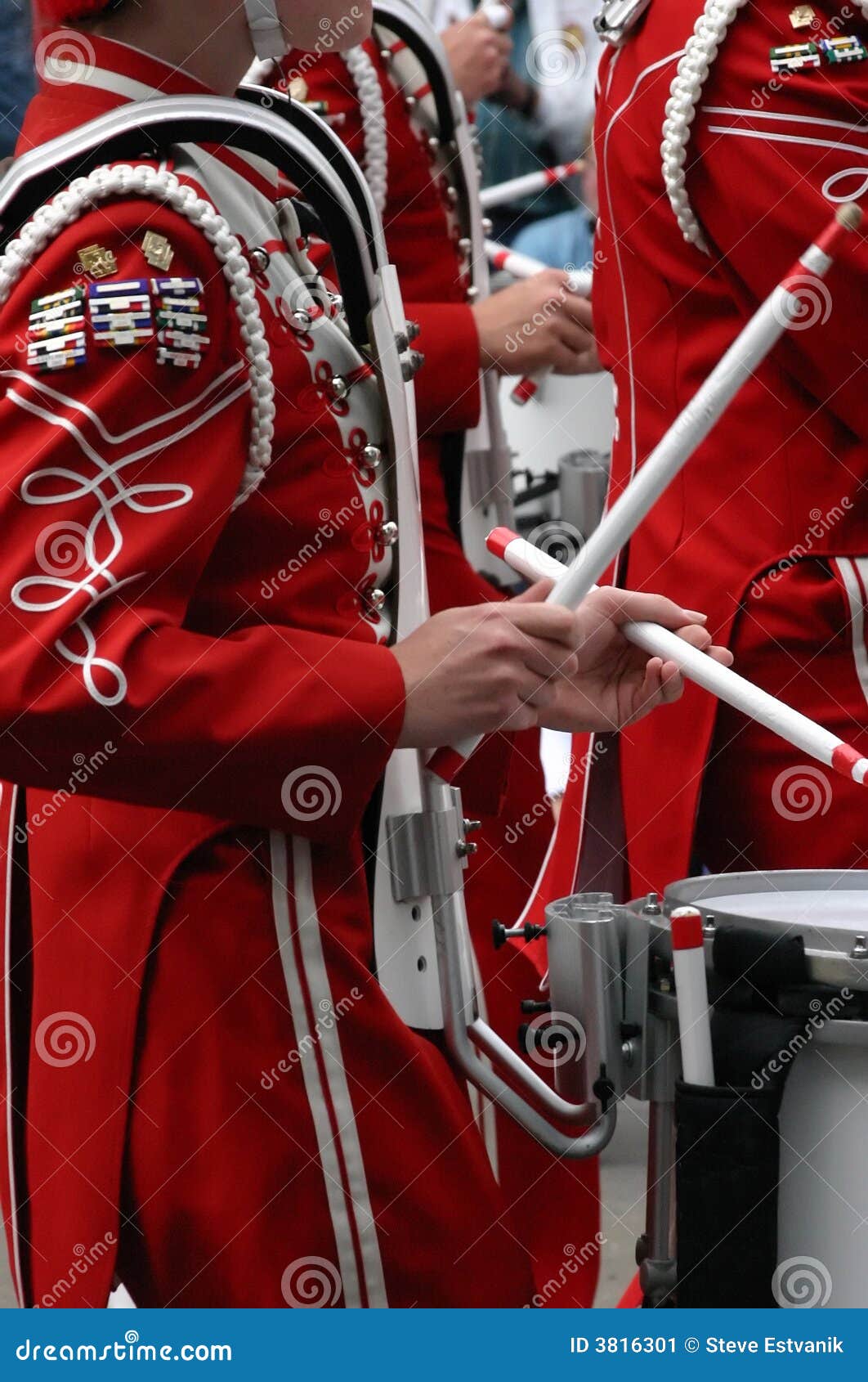 Drummers in marching band stock image. Image of uniforms 3816301